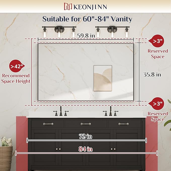 Keonjinn 60 x 36 Inch White Bathroom Mirrors Metal Framed Large Bathroom Mirror for Over Sink Metal Framed Rectangle Wall Mirror Modern Square Corner Matte White Rectangle Mirror(Horizontal/Vertical)