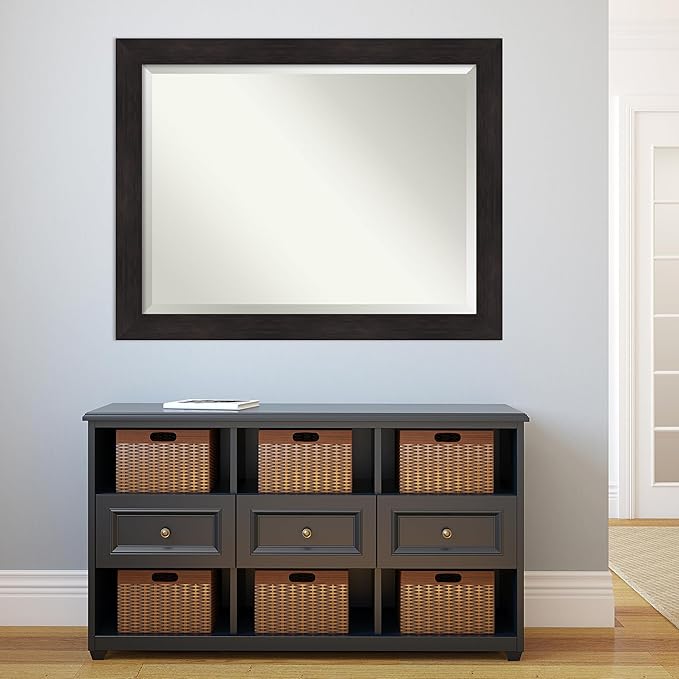 Amanti Art Brown Wall Mirror 36x46 Furniture Espresso Rectangle Bathroom Mirror for Wall Decor Living Room, X-Large Casual Frame, Hangs Horizonally and Vertically, Bathroom Decor, Beveled Edge from WI