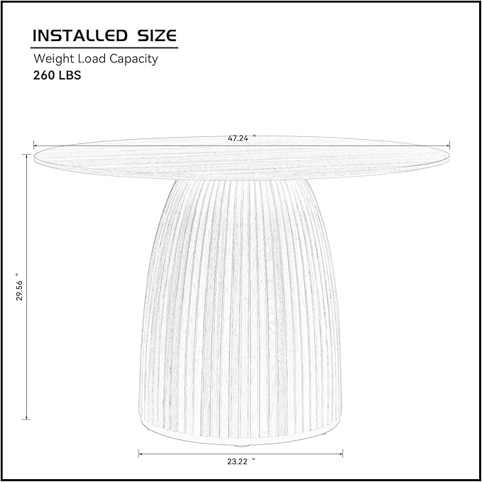 Mushroom-Shape Wooden Round Dining Table Modern Kitchen Dinner Furniture with Natural Wood Grain Variation Tabletop and Circular Leg for Diningroom/Living Space