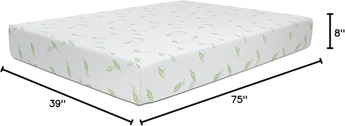 NapQueen Twin Size, 8 Inch Anula Green Tea Infused Memory Foam Mattress, Bed in a Box, CertiPUR-US Certified Mattress