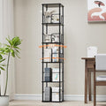 5 Tier Square Rotating Bookshelf, 360 ° Display Stackable Spinning Bookshelf Tower, Space Saving Tall Floor Standing Swivel Bookcase Corner Storage Organizer for Living Room, Black, Small Size