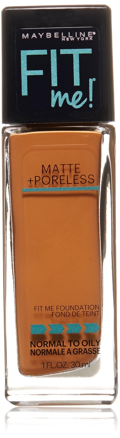 Maybelline New York Fit Me Matte Plus Pore Less Foundation, Spicy Brown, 1 Fluid Ounce