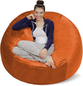 Sofa Sack Bean Bag Chair - Plush, Ultra Soft - Memory Foam Bean Bag Chair with Microsuede Cover - Stuffed Foam Filled Furniture and Accessories for Dorm Room 5 Feet - Tangerine