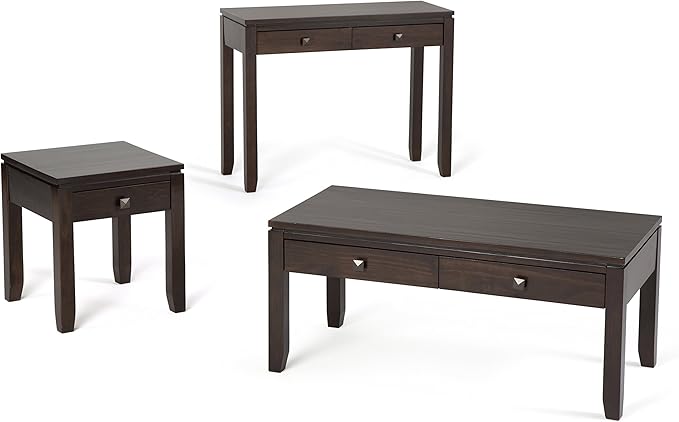 SIMPLIHOME Cosmopolitan SOLID WOOD 18 inch Wide Square Contemporary End Side Table in Mahogany Brown for the Living Room and Bedroom