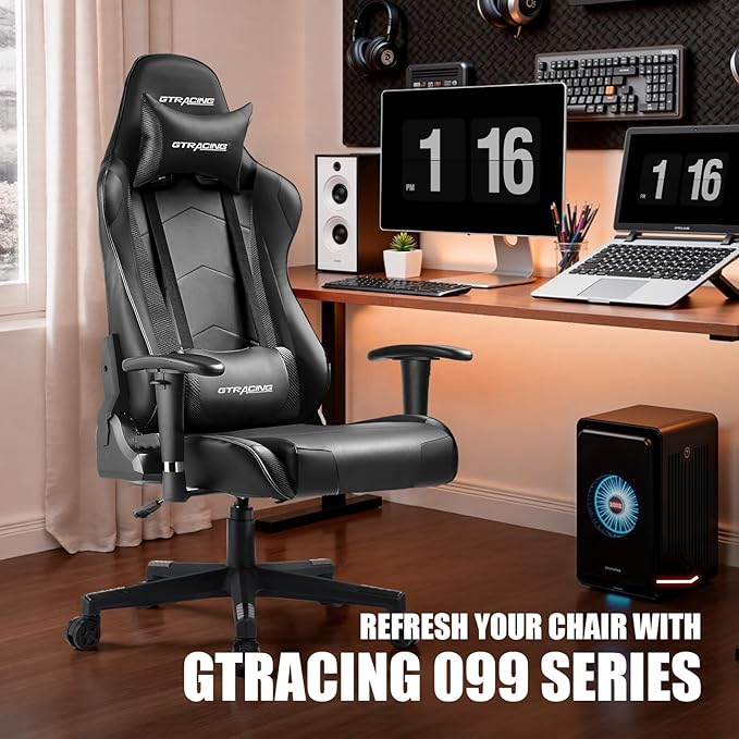 GTRACING Gaming Chair Racing Office Computer Ergonomic Video Game Chair Backrest and Seat Height Adjustable Swivel Recliner with Headrest and Lumbar Pillow Esports Chair (Colorful)