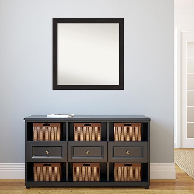 Amanti Art Brown Bathroom Mirror for Over Sink, 32x32 Furniture Espresso Square Vanity Mirror, Large Casual Frame, Hangs Horizonally and Vertically, Bathroom Wall Decor, Non-Beveled Edge from WI, USA