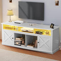 YITAHOME TV Stand for 75/80 Inch TV, White Entertainment Center 70 Inches Wide, Media Furniture TV Table with with Power Outlet, TV Consoles for Living Room, Curved Desktop
