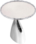CLEENTABLE Coffee Round Side Table - Pedestal Lightweight Metal End Table - Metal Accent Table for Small Spaces Living Room,Bedroom,Balcony - Easy Assembly, Modern Minimalist Design 18" (Silver)