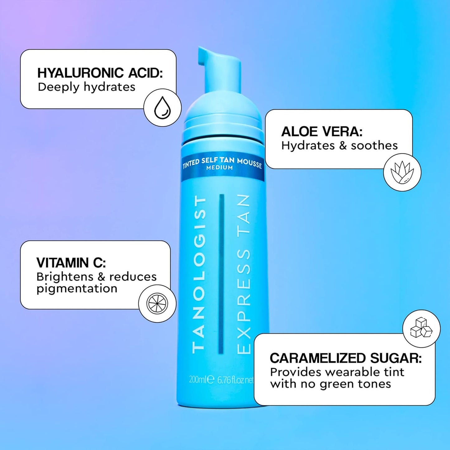 Tanologist Medium Self Tan Mousse, Tinted Self-Tanning Mousse, Streak-Free, Natural Glow, No Fake Tan Smell Or Orange Tone, Long Lasting, Clean Ingredients, Vegan, 6.76 fl. oz/200 ml Bottle