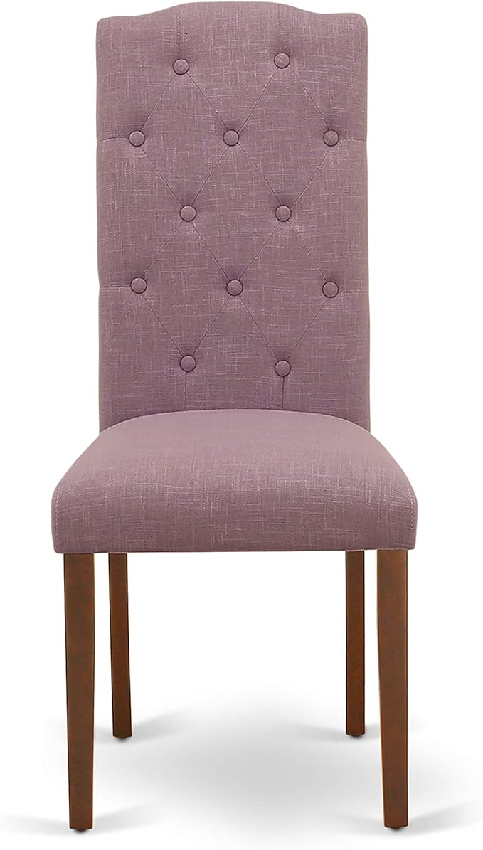 East West Furniture DOCE7-MAH-10 7 Piece Dinette Set Consist of a Rectangle Dining Room Table with Butterfly Leaf and 6 Dahlia Linen Fabric Parsons Dining Chairs, 42x78 Inch, Mahogany
