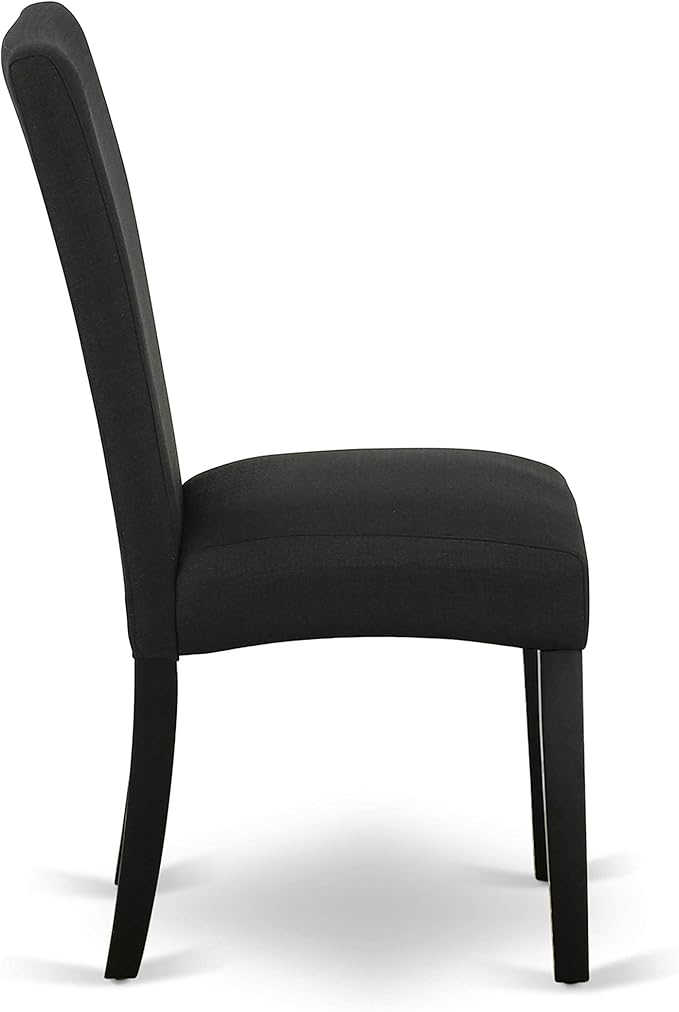 East West Furniture X626DR124-7 7 Piece Kitchen Table Set Consist of a Rectangle Dining Table with X-Legs and 6 Black Color Linen Fabric Parson Dining Chairs, 36x60 Inch, Multi-Color