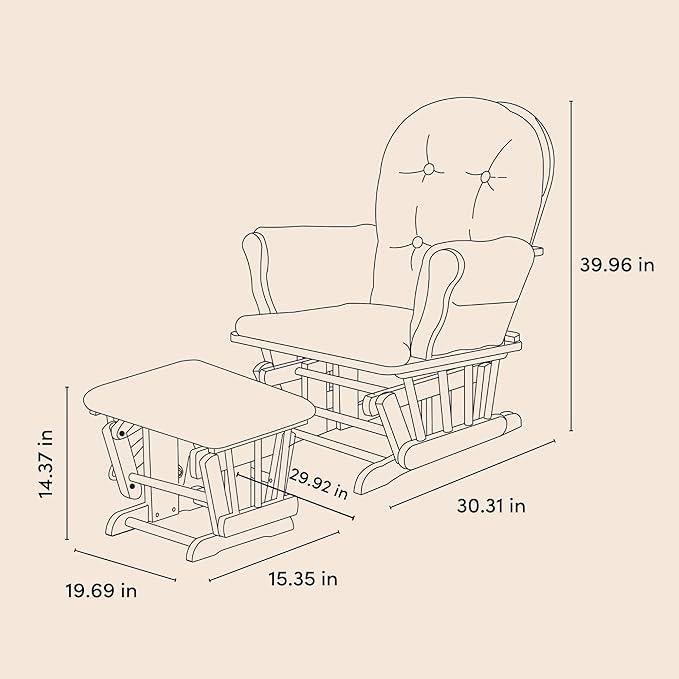 Storkcraft Premium Hoop Glider & Ottoman (Espresso with Beige) — GREENGUARD Gold Certified, Solid Wood Craftsmanship, Convenient Storage Pockets, Smooth-Gliding Chair for Nursery, Multi-Award-Winning