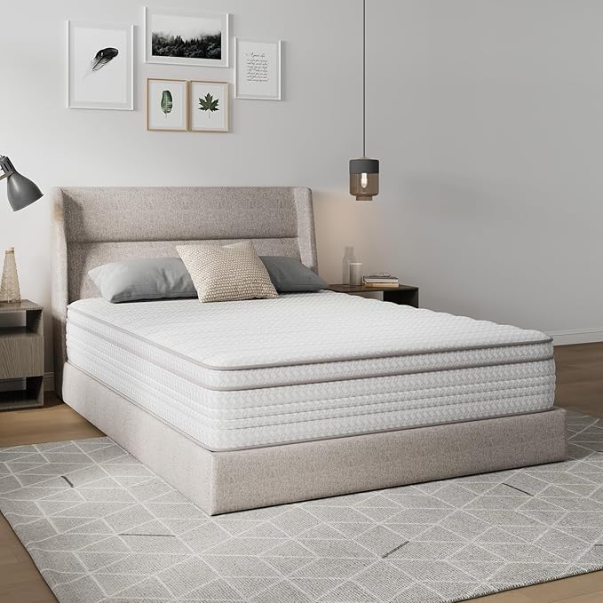 Novilla King Size Mattress, 14 Inch King Mattresses in a Box with Smarts™ Pocket Coil for Pressure Relief, Medium Firm Foam and Spring Hybrid Colchones with CertiPUR-US Certified