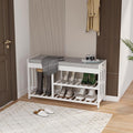 3-Tier Bamboo Shoe Rack Bench, Shoe Storage Organizer Bench, Entryway Benchs, Shoes Rack for Front Door Entrance, Entryway Bathroom Bedroom