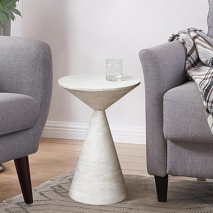 Small Drink Table, Round Martini Table, Drum End Table Side Table, Metal Accent Table,for Small Space Living Room, Bedroom, Dirt
