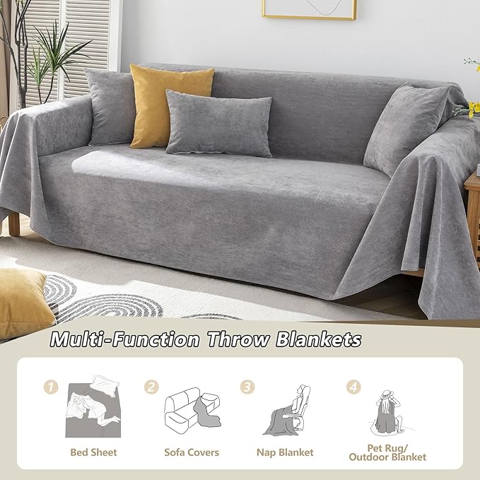 STACYPIK Thick Waterproof Grey Sofa Cover Couch Cover, Anti Slip Loveseat Covers for 2 Cushion Couch, Anti-Cat Scratch Couch Protector Sofa Slipcover, Multi-Use Leakproof Furniture Protector-71X102IIN