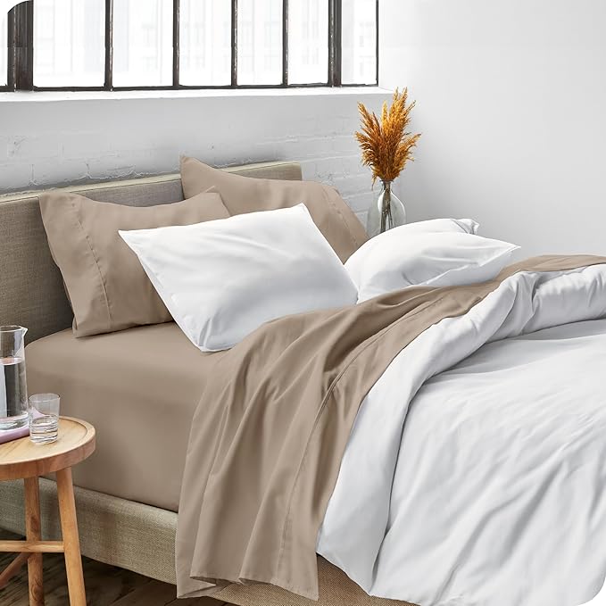 Bare Home Twin Sheet Set - 1800 Ultra-Soft Microfiber Twin Bed Sheets - Double Brushed - Deep Pockets - Easy Fit - Extra Soft - 3 Piece Set - Bedding Sheets & Pillowcases (Twin, Pebble)