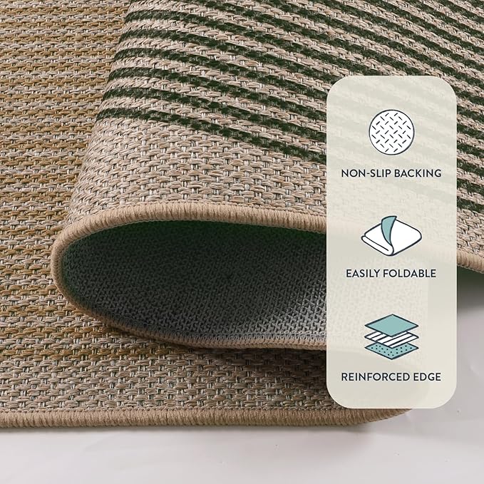 Lahome Modern Rainbow Round Rug, 6ft Easy Jute Circle Patio Rug Washable Indoor Outdoor Rugs for Living Room, Farmhouse Natural Round Area Rug Contemporary Carpet for Entryway Backyard