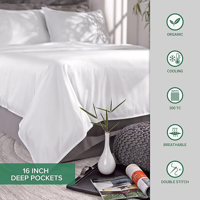 King Sheets by Pure Bamboo, Genuine 100% Organic Viscose Derived from Bamboo Bed Sheet Set, Luxuriously Soft & Cooling, Double Stitching, Lifetime Quality Promise (King, Silver Pearl)