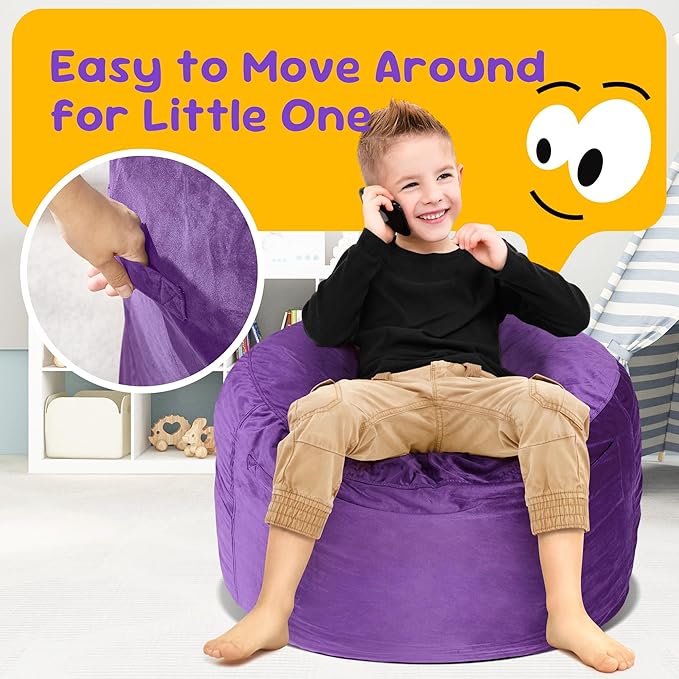 Hobestluk Bean Bag Chairs 2.5FT Bean Bag Chair with Memory Foam Filled & Machine Washable Cover,Beanbag Chair, Small Bean Bag Chairs for Playroom, Living Room, Bedroom
