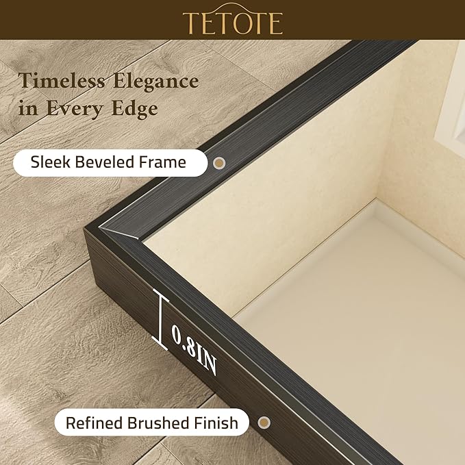 TETOTE Black Framed Mirror for Bathroom Vanity 40" x 24" Matte Black Rectangle Beveled Frame Wall Mirror for Over Sink, Tempered Glass, Modern Farmhouse Bedroom, Entryway, Living Room