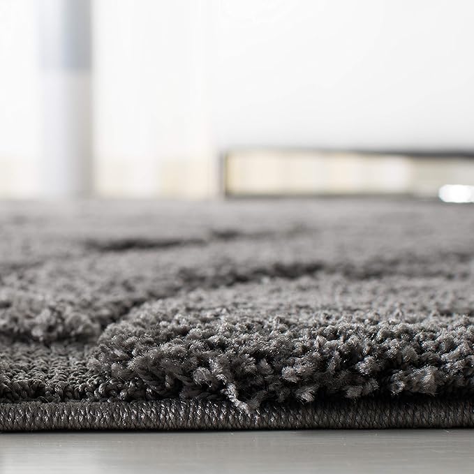SAFAVIEH Florida Shag Collection Runner Rug - 2'3" x 7', Grey, Scroll Design, Non-Shedding & Easy Care, 1.2-inch Thick Ideal for High Traffic Areas in Living Room, Bedroom (SG455-8013)