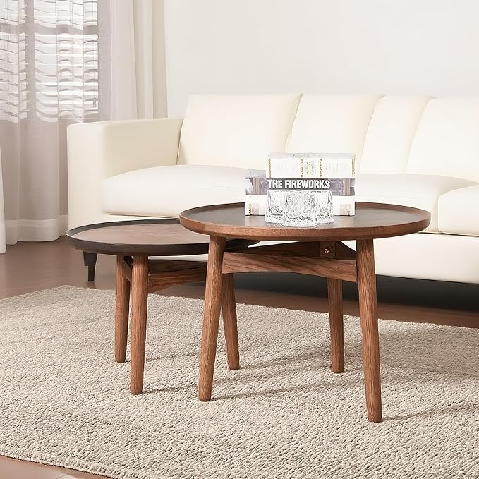 CONSDAN 20 Round Side Table, Solid Oak Frame & Veneer Top, USA Grown Hardwood, End Table for Living Room, Bedroom, Studio (Single Standard Piece)