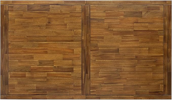 NESI9-AWA-04-9-Piece Dining Table Set Consists of a Modern Kitchen Table and 8 Light Tan Linen Fabric Dining Chairs with Button Tufted Back - Antique Walnut Finish