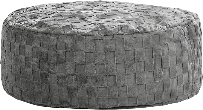 Hobestluk Bean Bag Chairs Beanbag Chair with Filler Adult Bean Bags with Fluffy Cover, Giant Bean Bag Chairs for Adults for Living Room, Bedroom (Grey, 6FT - 70" x 70" x 15")