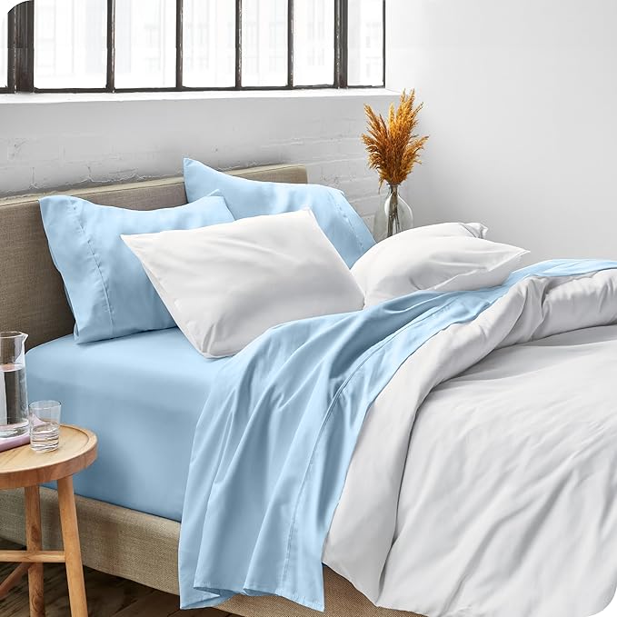 Bare Home California King Sheet Set - 1800 Ultra-Soft Microfiber Cal King Bed Sheets - Double Brushed - Deep Pockets - Easy Fit - 4 Piece Set - Bed Sheets (California King, Light Blue)