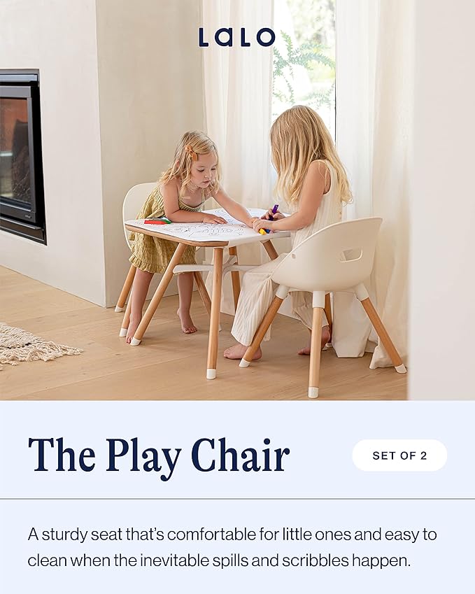Lalo The Play Chair, Wooden and Non-Toxic Plastic Kids and Toddler Chair - Sturdy Bucket Seat and Easy to Clean Kids Chair with up to 200 lb. Weight Capacity, Set of 2 - Blueberry