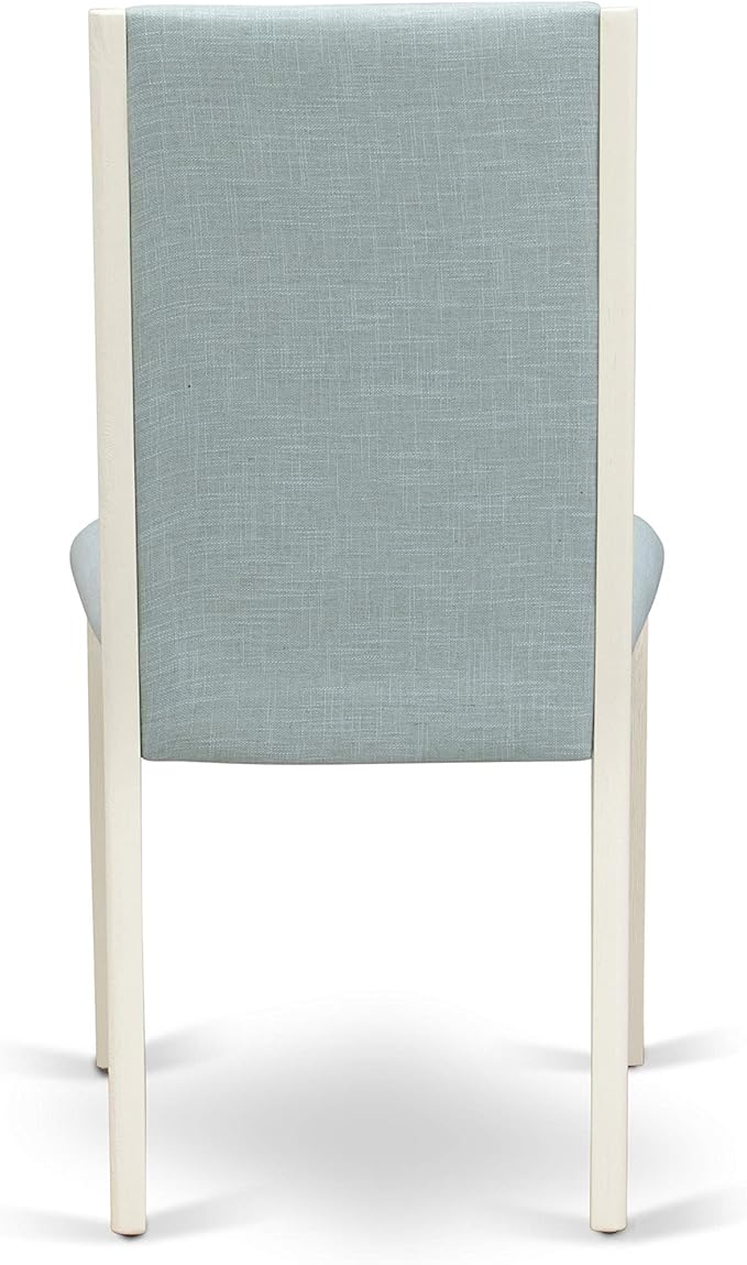 East West Furniture X027LA015-9 9 Piece Dining Set Includes a Rectangle Dining Room Table with X-Legs and 8 Baby Blue Linen Fabric Upholstered Parson Chairs, 40x72 Inch, Multi-Color