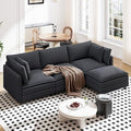 Vesgantti 109" L Shaped Cloud Sectional Couch, Comfy Corduroy Upholstered Modular Couches for Living Room, Modern 3 Seater Sectional Sofa with Ottoman Deep Seat, Dark Grey