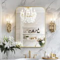 MZON 16x20 Inch Brushed Gold Vanity Mirror, Rectangle Bathroom Mirrors for Over Sink, Anti-Rust Frame & Tempered Glass, Hangs Horizontally/Vertically - Ideal for Small Bathroom or Powder Room