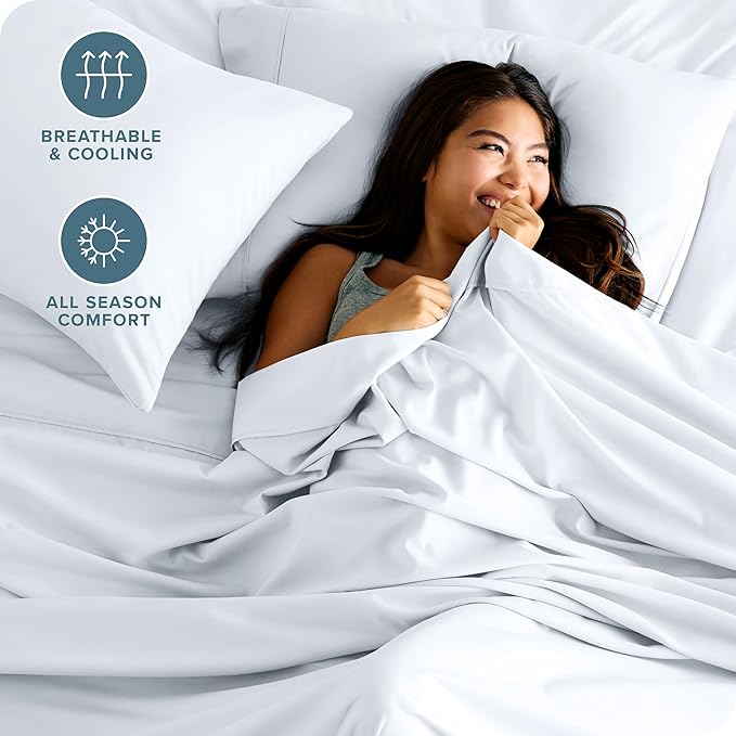 Bare Home Split King Sheet Set - 1800 Ultra-Soft Microfiber Split Sheets - Double Brushed - Deep Pockets - Easy Fit - 5 Piece Set - Bed Sheets & Pillowcases (Split King, White)