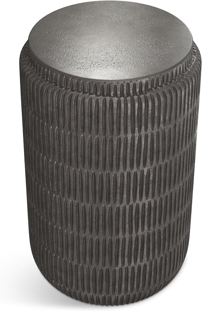 SIMPLIHOME Juno Metal Side Table in Graphite, 14.6 x 14.6 x 21.5 inches, Cast Aluminum Round Top for Living Room, Bedroom, Entryway, Assembled