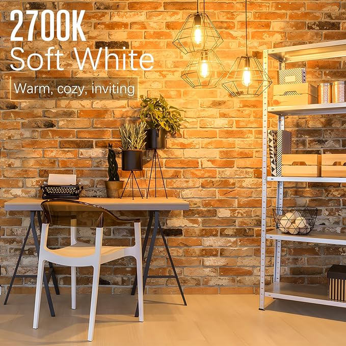Edison Bulbs 60 watt Equivalent LED, E26 Bulb Dimmable, Soft White 2700K, ST58 Vintage Light Bulbs, 90+ CRI, 6W 600LM, E26 Medium Base, Clear Glass, 18 Pack