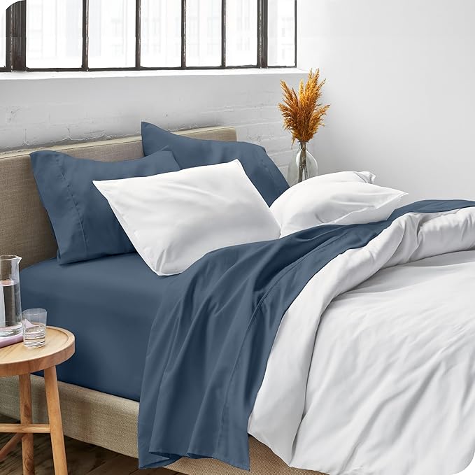 Bare Home Split Head Flex King Sheet Set - 1800 Ultra-Soft Microfiber Bed Sheets - Double Brushed - Deep Pockets - Easy Fit - 4 Piece Set - FlexTop King Bedding (Split Head Flex King, Bering Sea)