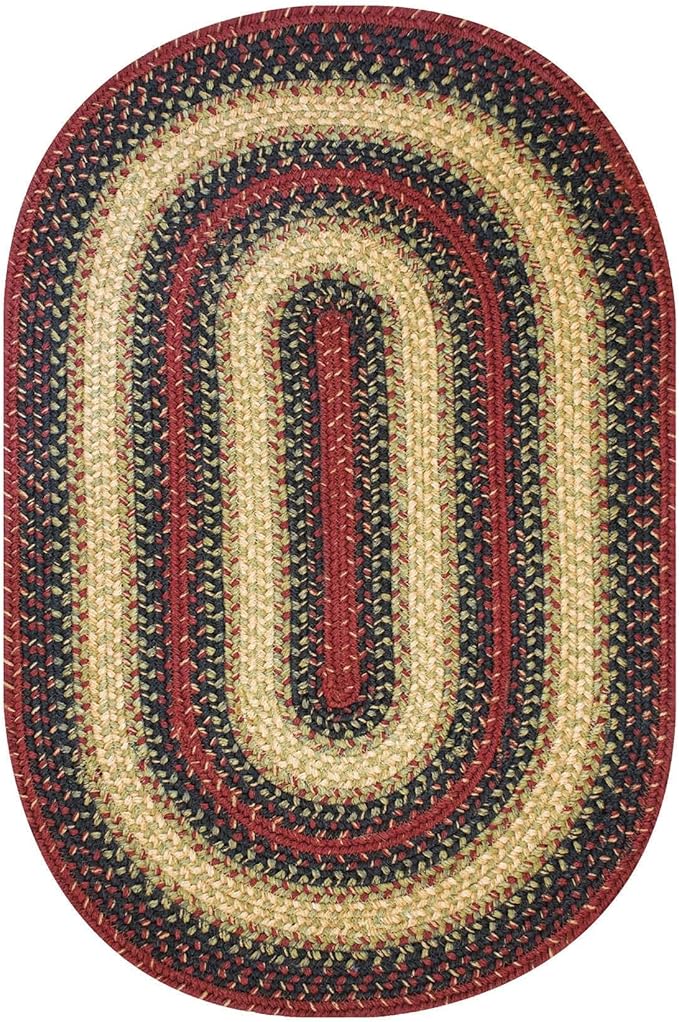 Homespice Highland Multi Color Oval Braided Rug, 8x10' - Handmade with Jute, Warm Country and Lodge Decor, Perfect for Living Rooms and Bedrooms - Pet Friendly and Easy to Clean
