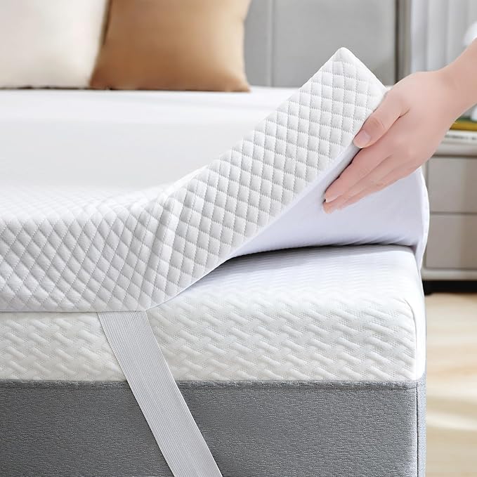 SINWEEK 3 Inch Gel Memory Foam Mattress Topper Twin XL Size for College Dorm, Ventilated High Density Pad for Back Pain, Bed Topper with Removable Soft Cover, CertiPUR-US Certified