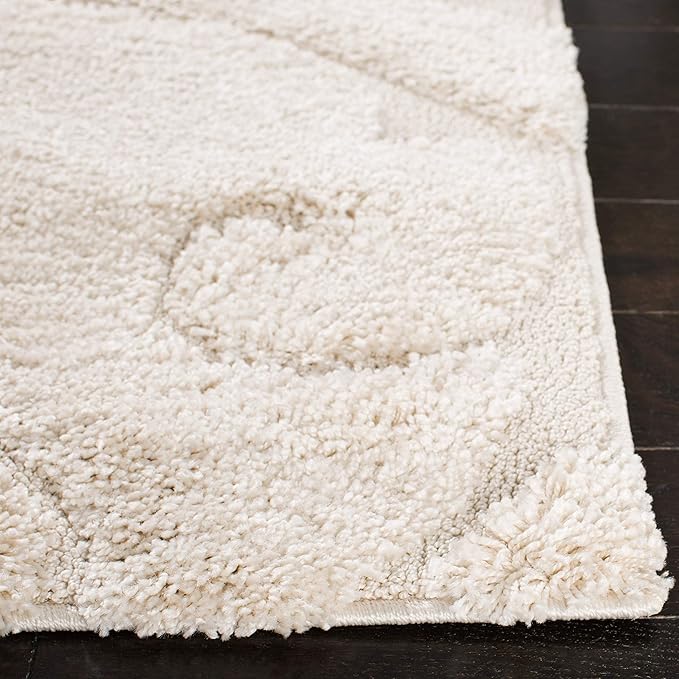 SAFAVIEH Florida Shag Collection Accent Rug - 2'3" x 4', Creme & Creme, Scroll, Non-Shedding & Easy Care, 1.2-inch Thick Ideal for High Traffic Areas in Entryway, Living Room, Bedroom (SG455-1111)