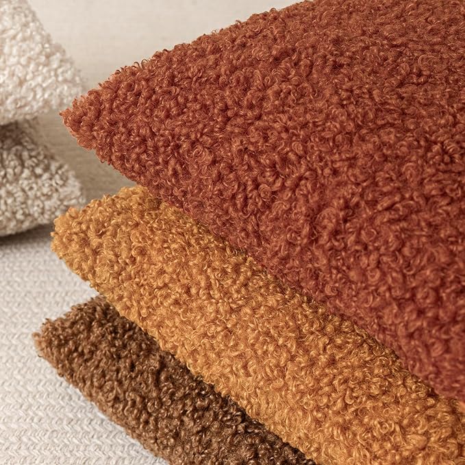 Foindtower 2 Pieces 24x24 Inch Orange, Faux Fur Throw Pillow Cover Accent Sherpa Furry Pillow Covers Fuzzy Soft Pillowcases Cozy Sheepskin Decorative Fleece Cushion Case for Bed Couch Living Room