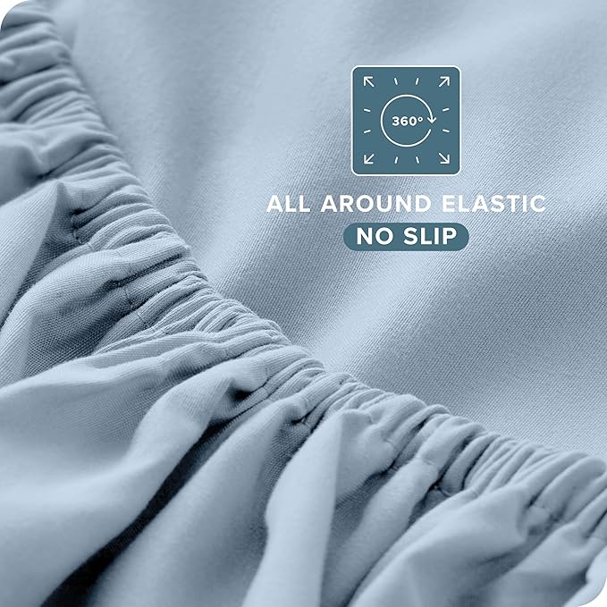 Bare Home Full XL Sheet Set - Luxury 1800 Ultra-Soft Microfiber Full Extra Long Bed Sheets - Double Brushed - Deep Pockets - Easy Fit - 4 Piece Set - Bedding Sheets & Pillowcases (Full XL, Dusty Blue)