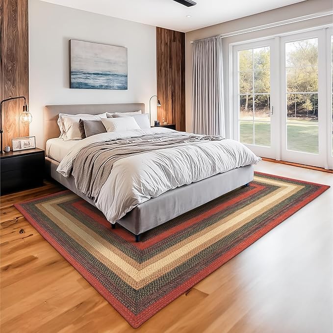 Homespice Highland Multicolor Jute Braided Rope Rug, 5x8' Rectangle - Warm Country and Cabin Decor, Perfect for Bedrooms and Living Rooms - Durable, Easy to Clean and Pet Friendly