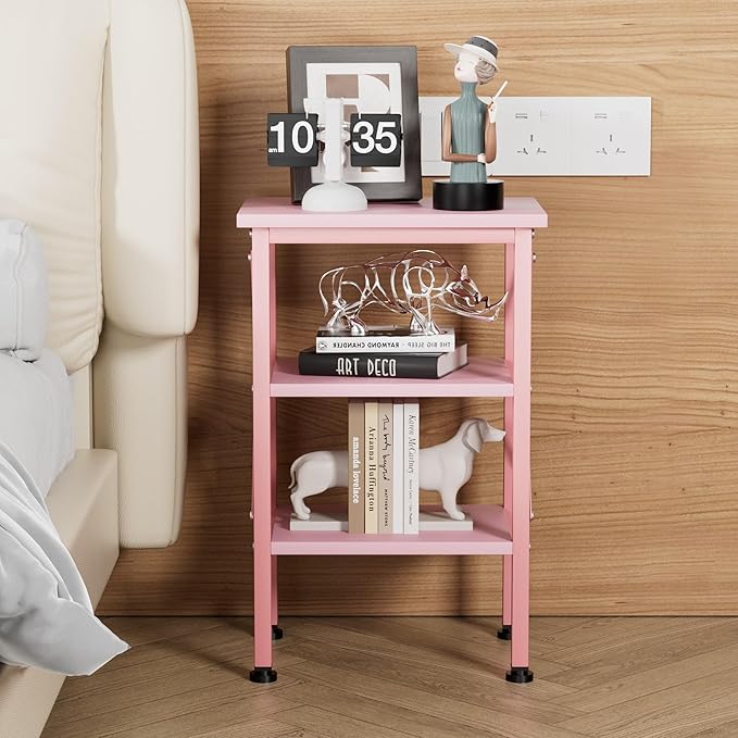 VECELO Modern Nightstands X-Design Side End Table Night Stand with Storage Shelf for Bedroom,Living Room,