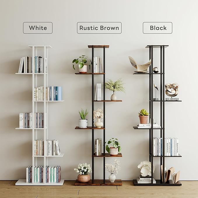 Bookshelf，Small Bookcase for Small Space，6-Tier Bookshelf for Living Room, Home Office, Study，9.45 x 20.8 x 62.2 Inches,White
