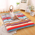 Bohemian Retro Japanese Floor Mattress, Vintage Floral Tatami Floor Mat, Portable Roll up Futon Mattress for Guest,Tavel (B,Full 80" X 47")