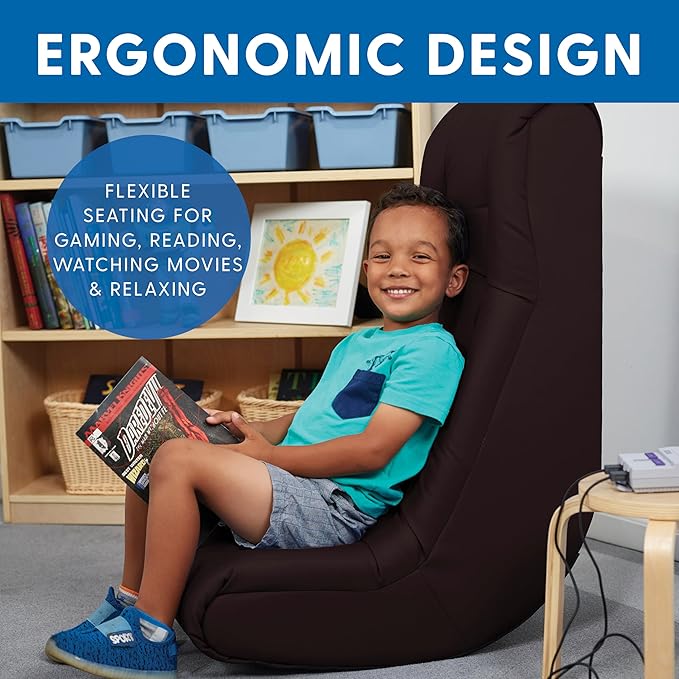 FDP Tufted Floor Rocker for Kids, Teens and Adults; Comfortable, Ergonomic Chair for Reading, Playing Video Games, or Watching TV - Teal, 10488-TL