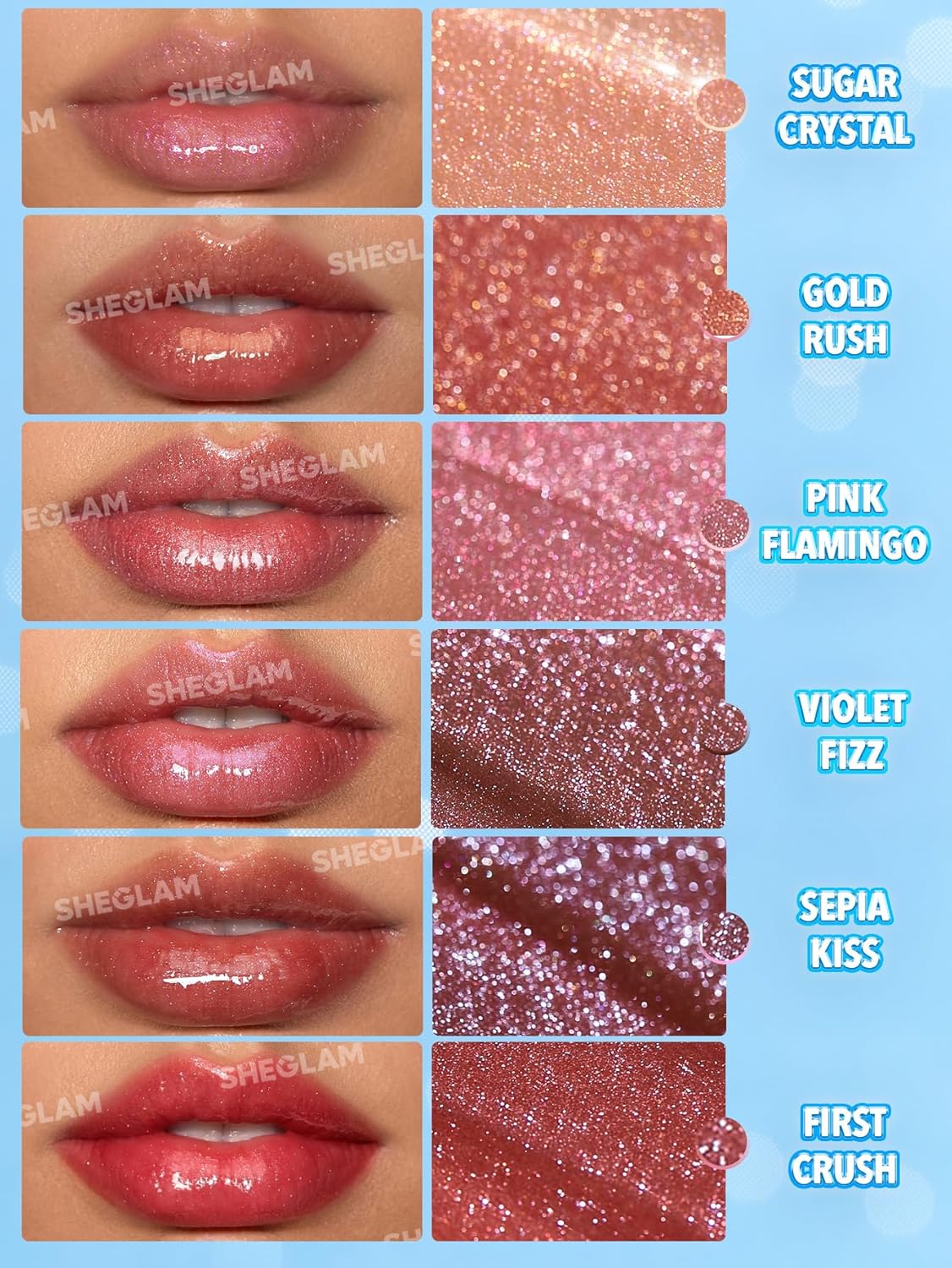 SHEGLAM Pout-Perfect Moisturizing Solid Lip Gloss Shimmer Lip Plumper - Sugar Crystal