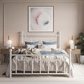 SHA CERLIN 14'' Queen Size Metal Platform Bed Frame/Victorian Headboard and Footboard/Steel Slats Mattress Foundation for Storage/No Box Spring Needed/Noise Free/White